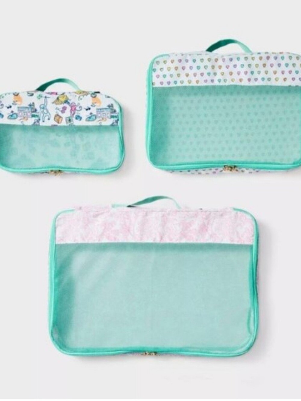 NWT 3pc Packing Cube Set White/Teal - Roller Rabbit x Target - Picture 3 of 6